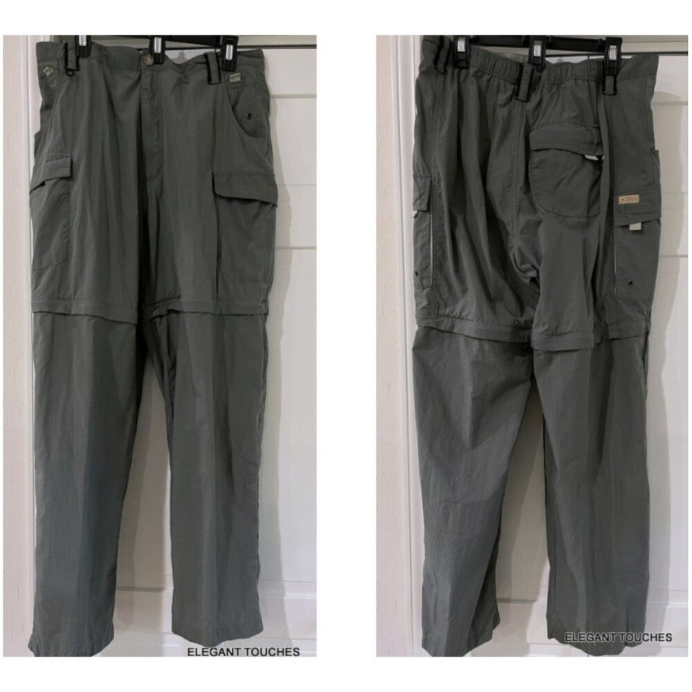 Redington Pants Mens XL Green Cargo Convertible Nylon 32x30 Fishing Outdoor